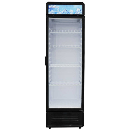 Coldline G8E-B 22" Single Glass Door Merchandiser Refrigerator with LED Lighting - Black
