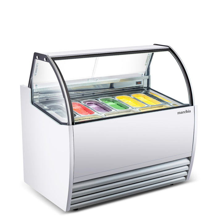 GIC-9 51" 9-Pan White Gelato Ice Cream Dipping Cabinet Display Freezer