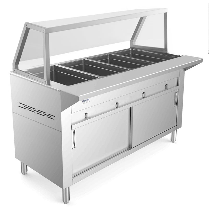 GSTC60-4S 60" Four Pan Sealed Well Gas Hot Food Steam Table with Enclosed Base and Sliding Doors