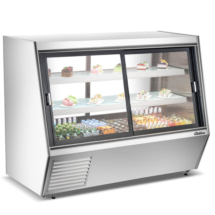 HDL72-DS 72" Dual Service Refrigerated High Meat Deli Case with Rear Storage, Front and Rear Sliding Glass Doors