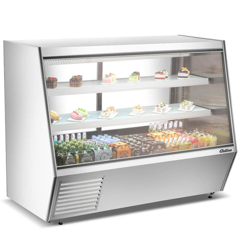 HDL72 72" Refrigerated Slanted Glass High Meat Deli Case with Rear Storage