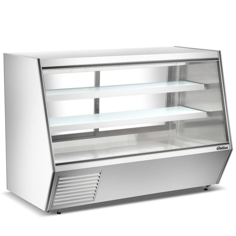 84" Refrigerated Slanted Glass High Meat Deli Case with Rear Storage