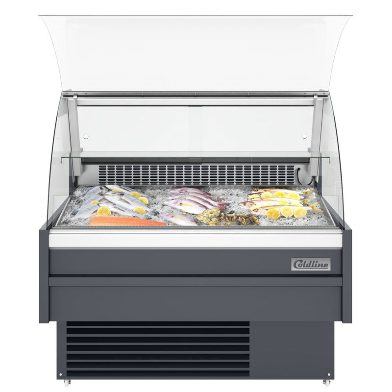 Coldline SDC48-F 48" Refrigerated Fish Display Case with Ice Bin and Drain