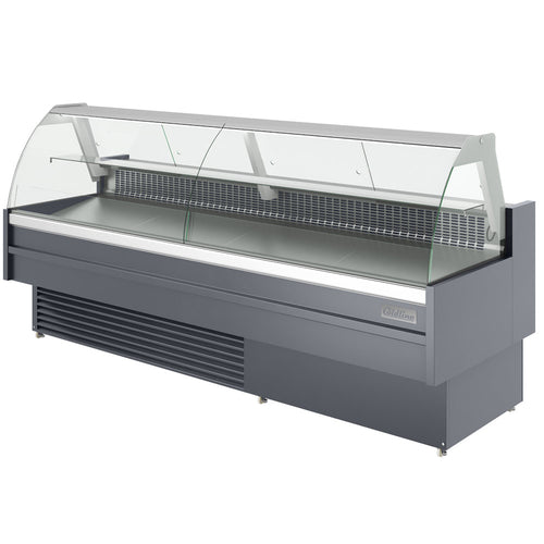 Coldline SDC98 102" Refrigerated Curved Glass Meat Deli Case with Rear Storage