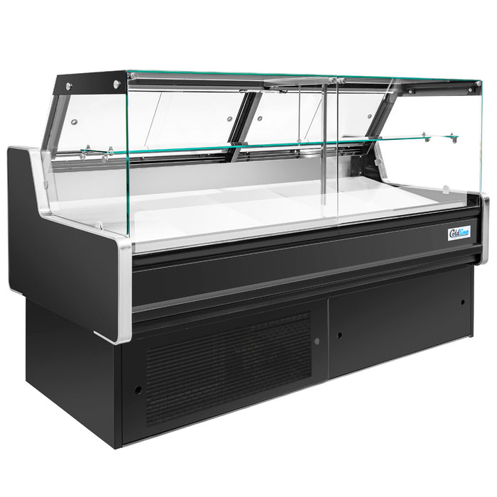 Coldline LDC72 72" Refrigerated Flat Glass Meat Deli Case with Rear Storage