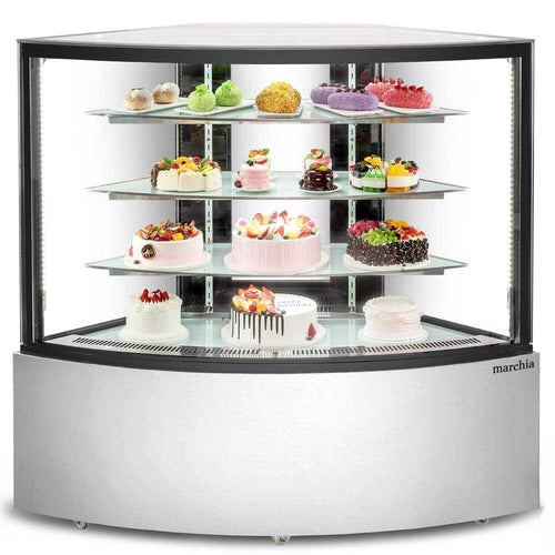 Corner Bread Display Marchia MBT-ST-C Corner Refrigerated Bakery Display Case - Cutlery Service