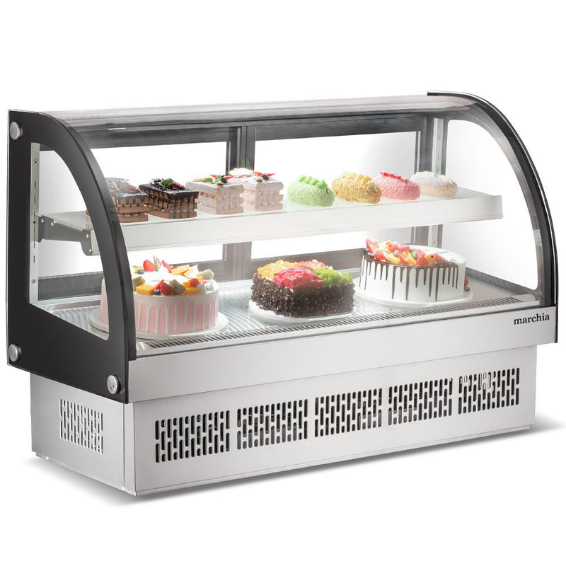 MDC48 48” Drop-In Countertop Refrigerated Curved Glass Bakery Display Case with LED Lighting