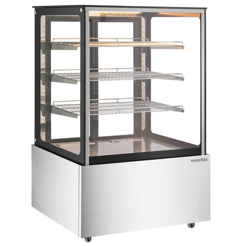 Marchia MH36-ST 36" High Straight Glass Heated Display Warming Case, Stainless Steel