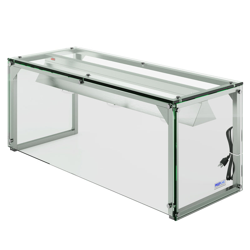 PSG-LT-48 48" Glass Sneeze Guard with Lamp Bulb for Steam Table
