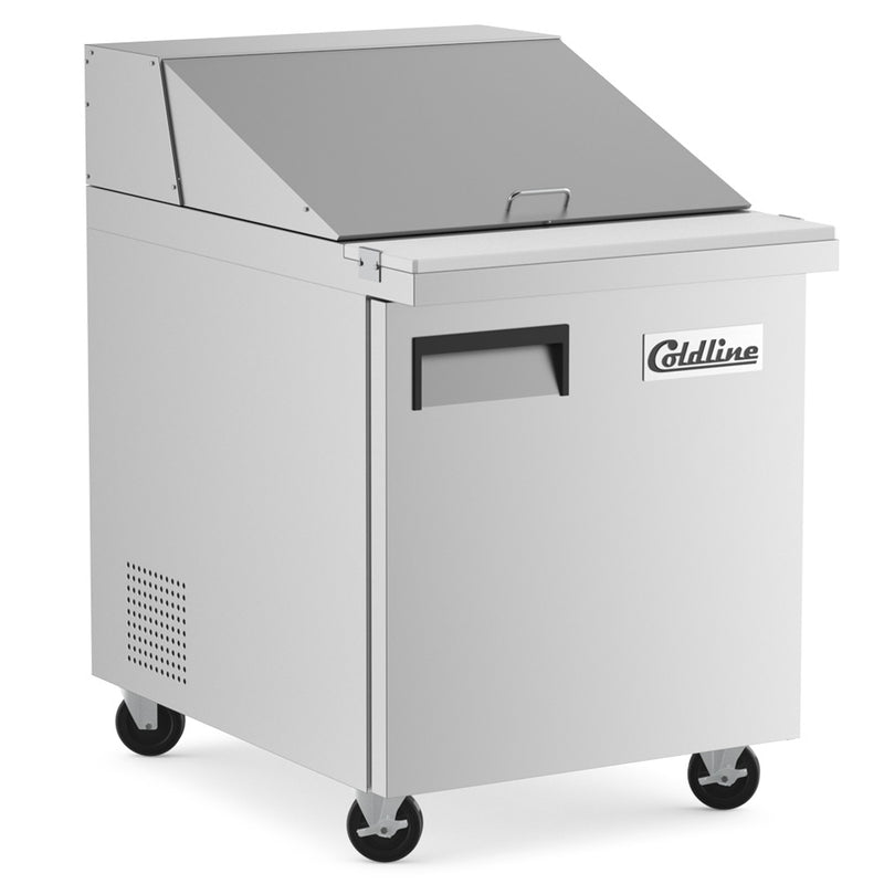 SMP27 27" One Door Mega Top Bain Marie Sandwich Prep Refrigerator - 9 Pans