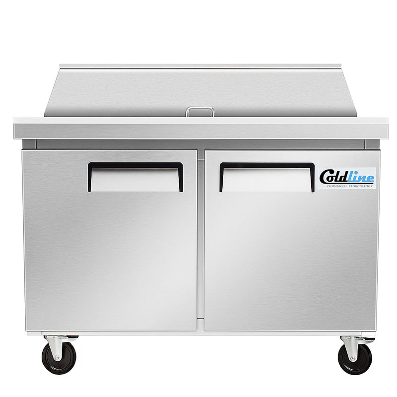 SMP48-T 48" Mega Top Refrigerated Sandwich Prep Table with Cutting Board and Food Pans