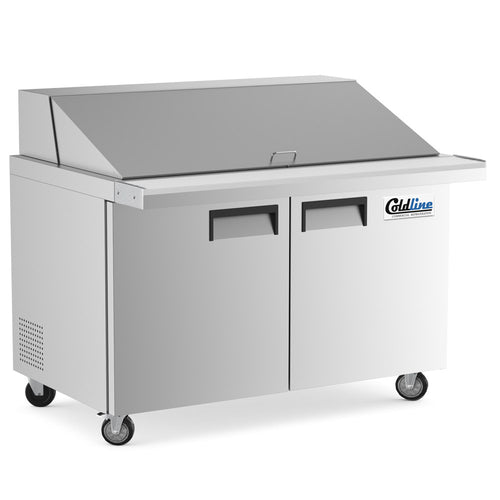 SMP48-T 48" Mega Top Refrigerated Sandwich Prep Table with Cutting Board and Food Pans