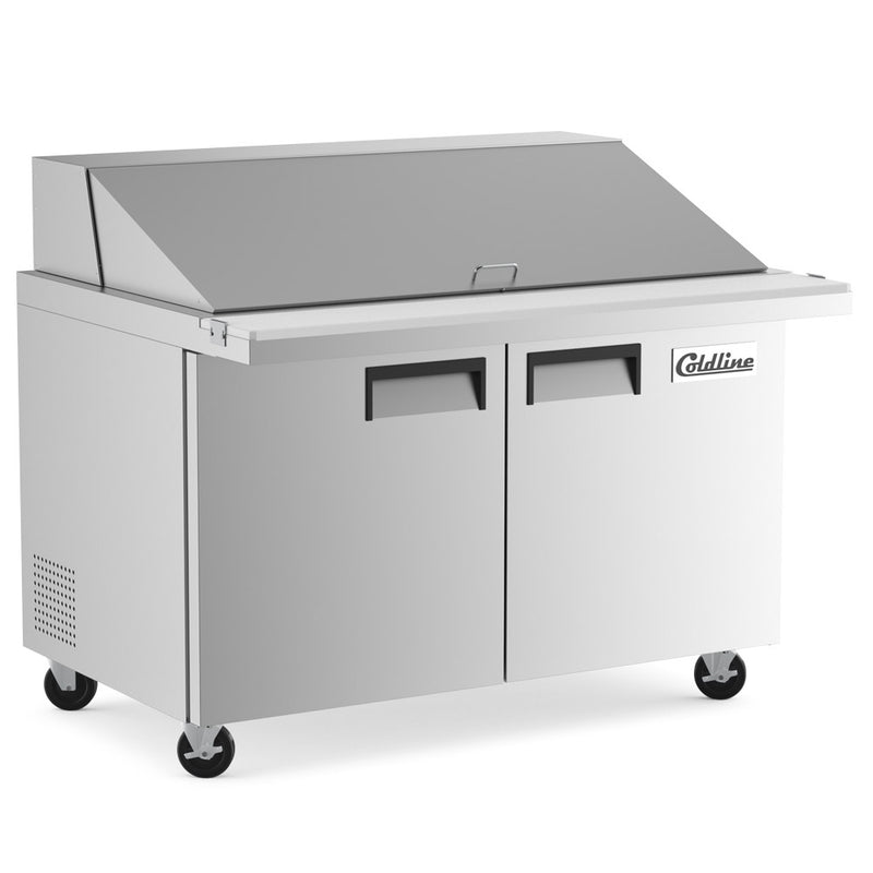 SMP48 48" Two Door Mega Top Bain Marie Sandwich Prep Refrigerator - 18 Pans