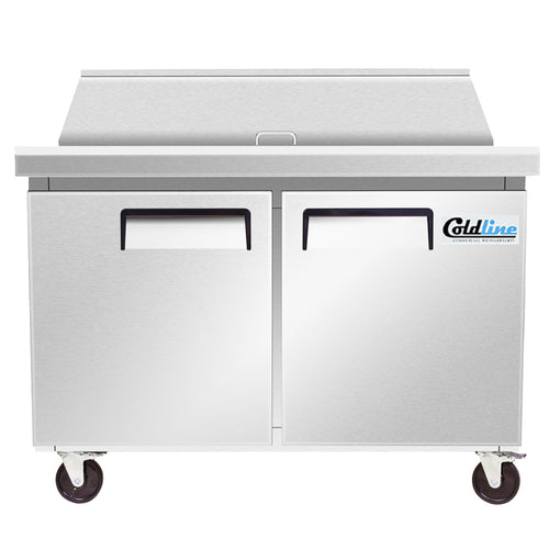 Coldline SP48T 48" Refrigerated Sandwich Prep Table with Cutting Board and Food Pans