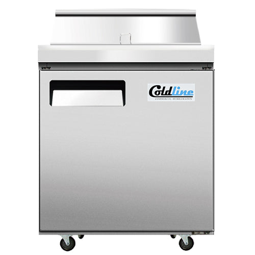 Coldline SP27T 27" Refrigerated Sandwich Prep Table with Cutting Board and Food Pans