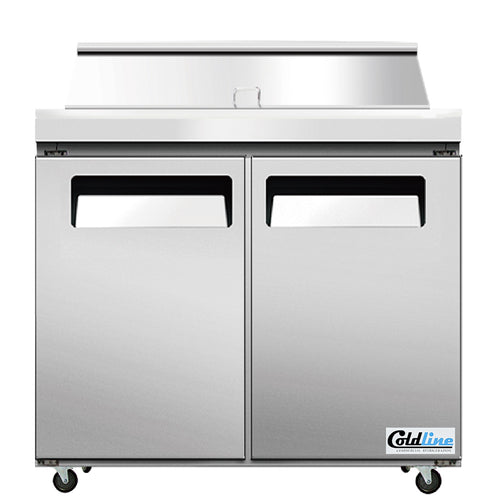 Coldline SP36T 36" Refrigerated Sandwich Prep Table with Cutting Board and Food Pans