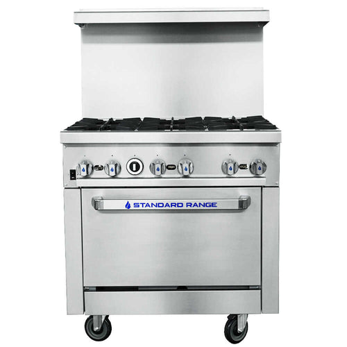 Standard Range SR-CR36-LP 36" 6 Burner Commercial Gas Range with Convection Oven - Liquid Propane