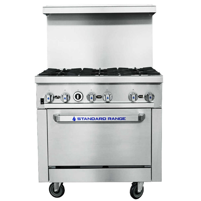 Standard Range SR-CR36-NG 36" 6 Burner Commercial Gas Range with Convection Oven - Natural Gas