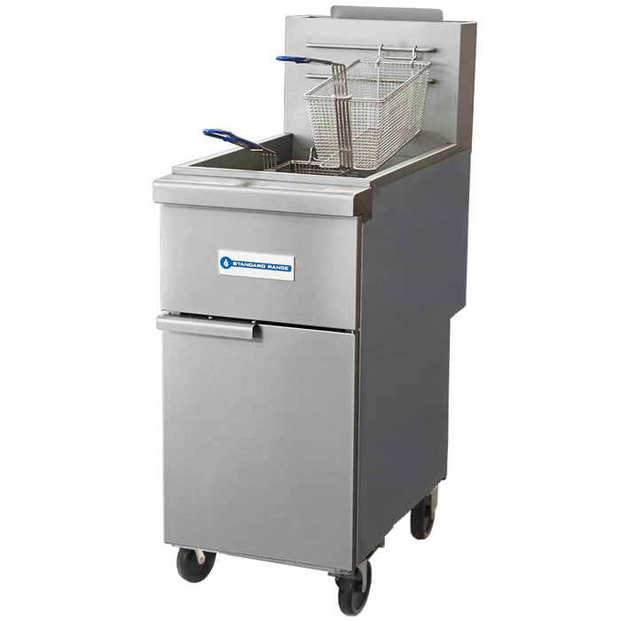 SR-F3-LP Liquid Propane Stainless Steel 40 lb. Floor Fryer - 90,000 BTU