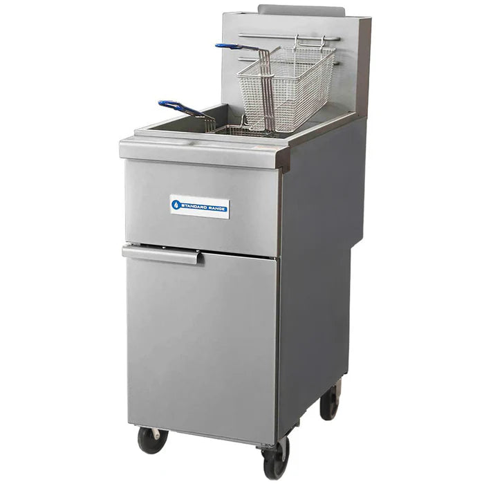 SR-F3-NG Natural Gas Stainless Steel 40 lb. Floor Fryer - 90,000 BTU