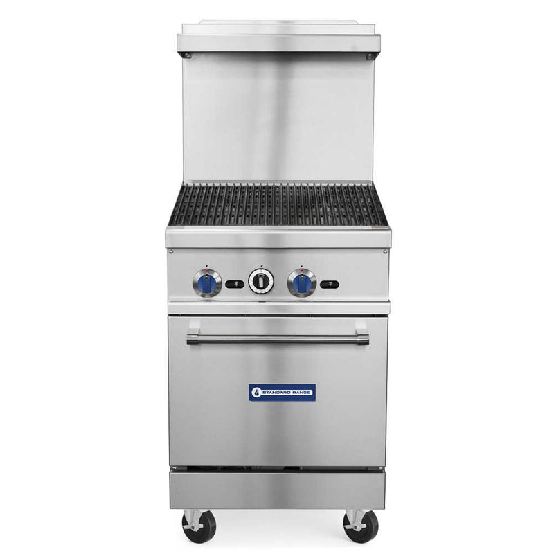 SR-R24-24CB-NG 24" Natural Gas Commercial Range with 24" Charbroiler, 1 Oven - 93,000 BTU