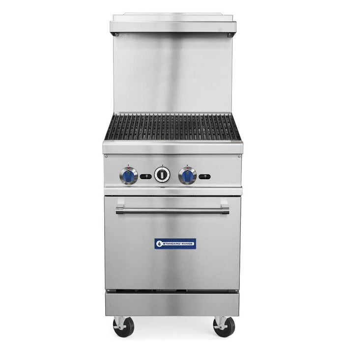 SR-R24-24CB-LP 24" Liquid Propane Commercial Range with 24" Charbroiler, 1 Oven - 93,000 BTU