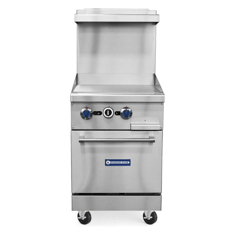SR-R24-24MG-NG 24" Natural Gas Commercial Range with 24" Griddle Top, 1 Oven - 93,000 BTU