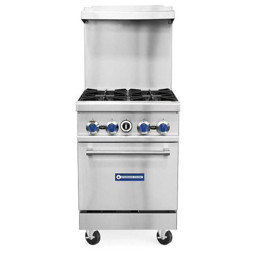 SR-R24-LP 24" Natural Gas Commercial Range with 4 Burner, 1 Oven - 153,000 BTU