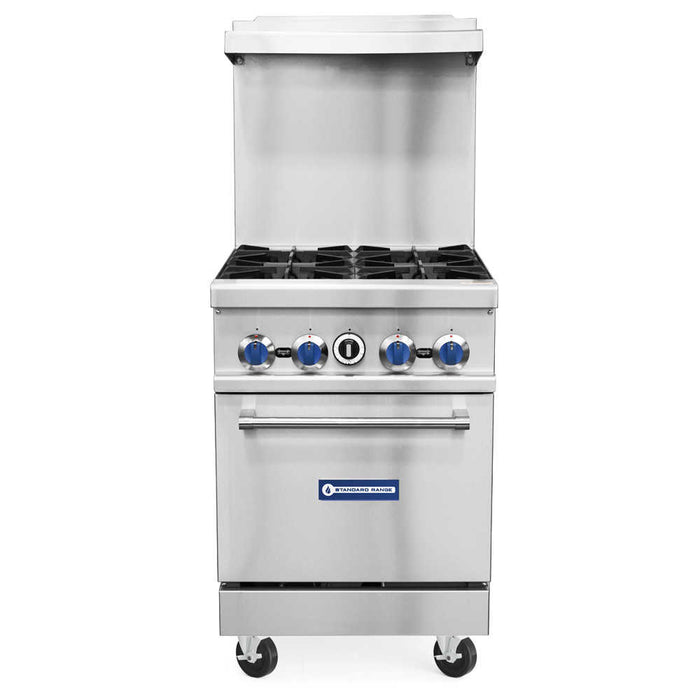 SR-R24-LP 24" Natural Gas Commercial Range with 4 Burner, 1 Oven - 153,000 BTU