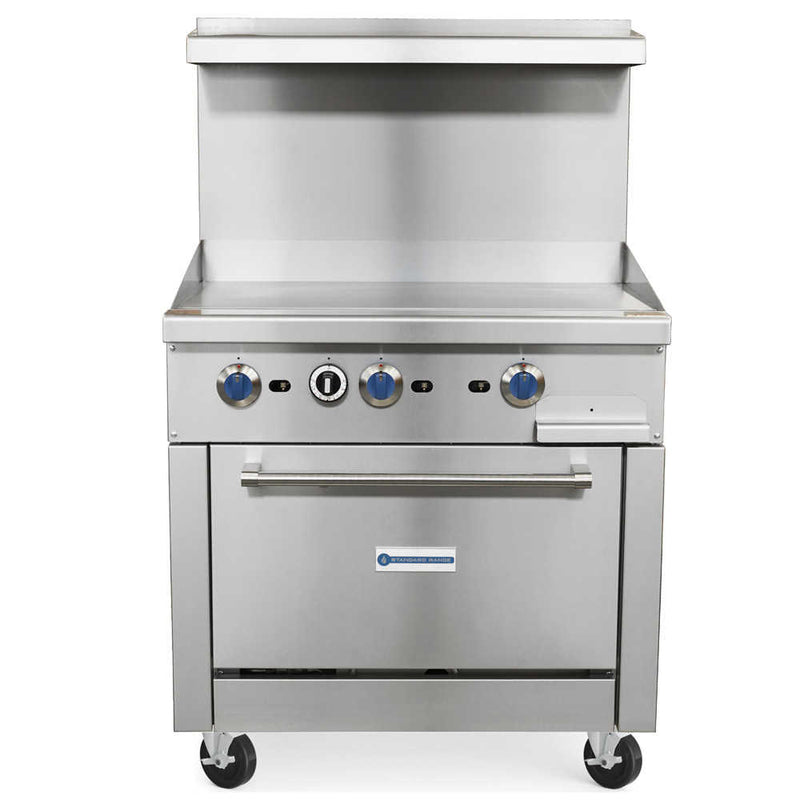 SR-R36-36MG-NG 36" Natural Gas Commercial Range with 36" Griddle Top, 1 Oven - 123,000 BTU