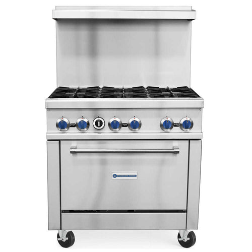 SR-R36-LP 36" Liquid Propane Commercial Range with 6 Burner, 1 Oven - 213,000 BTU