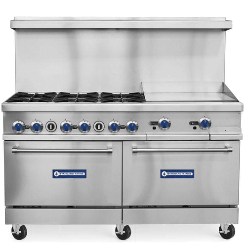 SR-R60-24MG-LP 60" Liquid Propane Range with 24" Griddle, 6 Burners, 2 Ovens - 306,000 BTU