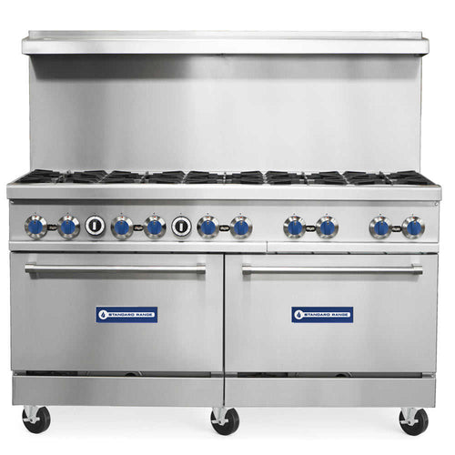 SR-R60-NG 60" Natural Gas Commercial Range with 10 Burner, 2 Oven - 366,000 BTU