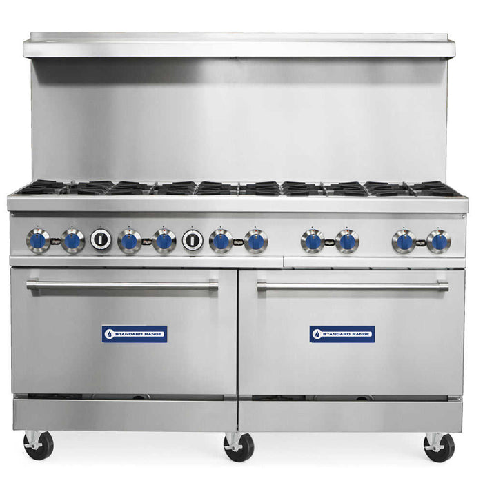 SR-R60-LP 60" Liquid Propane Commercial Range with 10 Burner, 2 Oven - 366,000 BTU