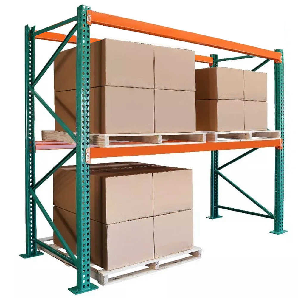 Prepline 96" x 48" x 96" Green, Orange HeavyDuty Teardrop Pallet Rack