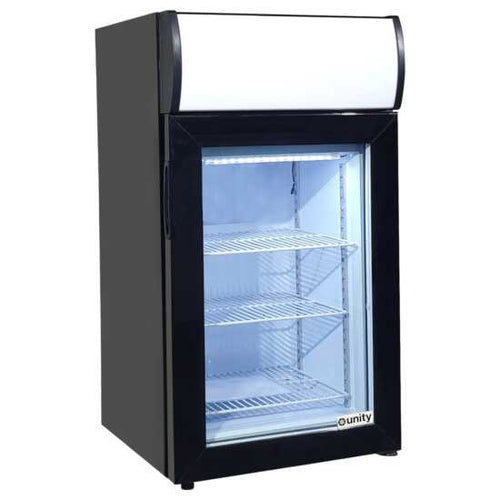 Unity U-CF1 18" Black Glass Swing Door Countertop Display Freezer - 1.8 cu ft.