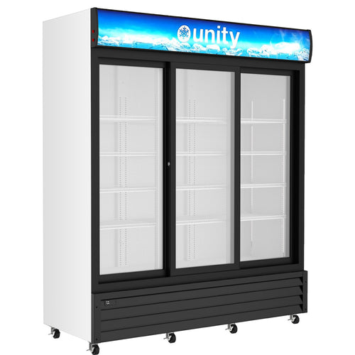 Unity U-GM3-S 68" Three Sliding Glass Door Merchandiser Refrigerator with LED Lighting