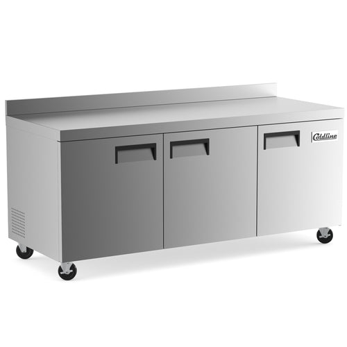 UC-72R-BS 72” Undercounter Work Top Refrigerator with 4” Backsplash