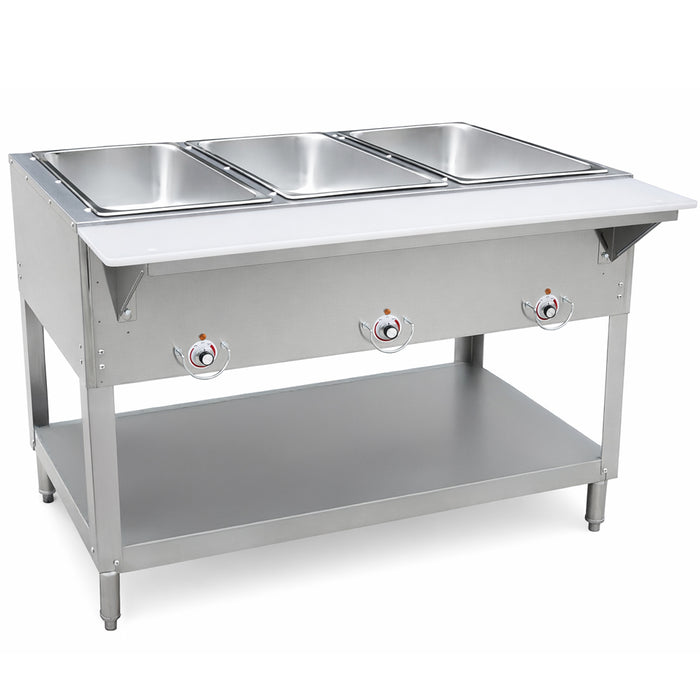 Prepline TBH11-3 44" Three Well Electric Hot Food Steam Table with Undershelf, 120V