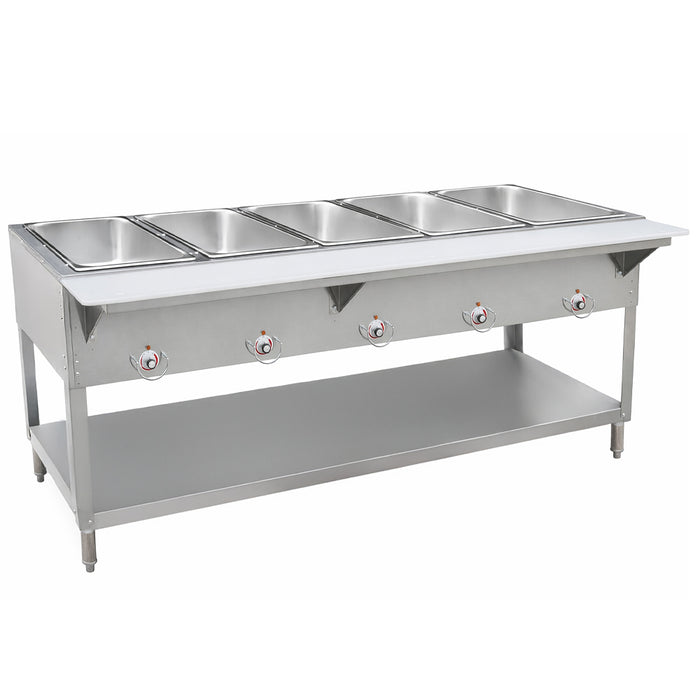 Prepline TBH25-5 72" Five Well Electric Hot Food Steam Table with Undershelf, 240V