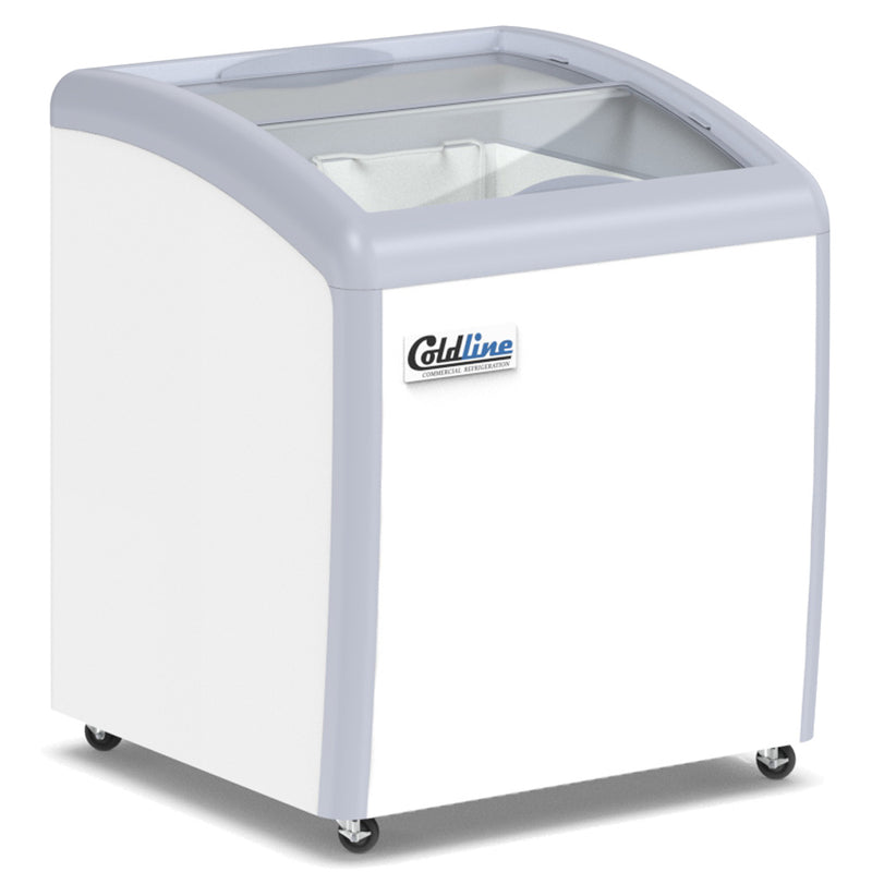 XS160 26” Curved Glass Top Display Ice Cream Freezer - 6.0 Cu. Ft.