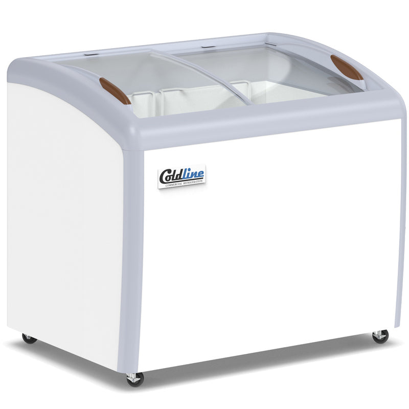 XS260 39” Curved Glass Top Display Ice Cream Freezer - 9.2 Cu. Ft.