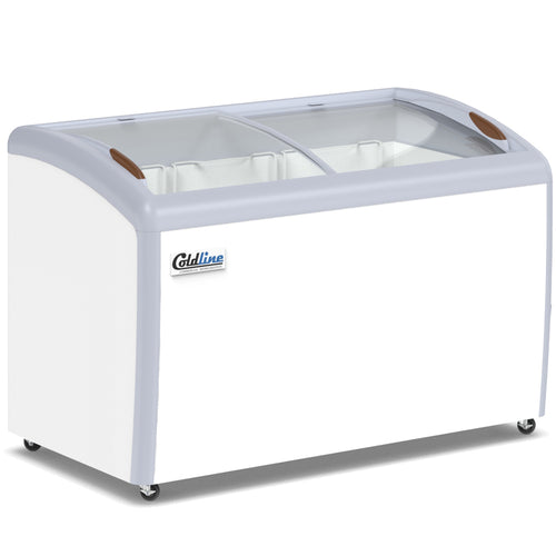 XS360 50” Curved Glass Top Display Ice Cream Freezer - 13 Cu. Ft.