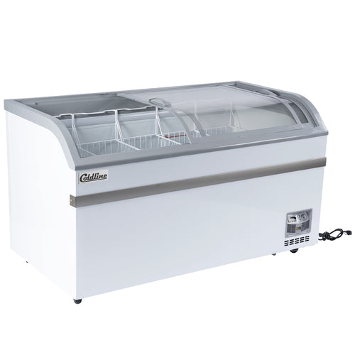 XS500YX 58" Curved Glass Display Ice Cream Freezer with LED and 5 Baskets