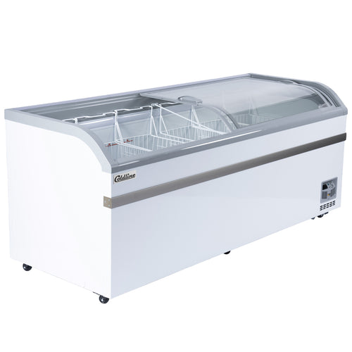 XS700YX 79" Curved Glass Display Ice Cream Freezer with LED 6 Baskets