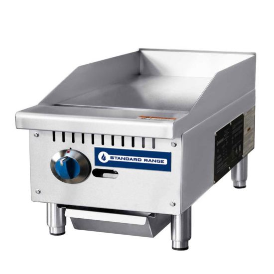 SR-G12-M 12" Commercial Countertop 1 Burner Gas Griddle with Manual Control - 30,000 BTU
