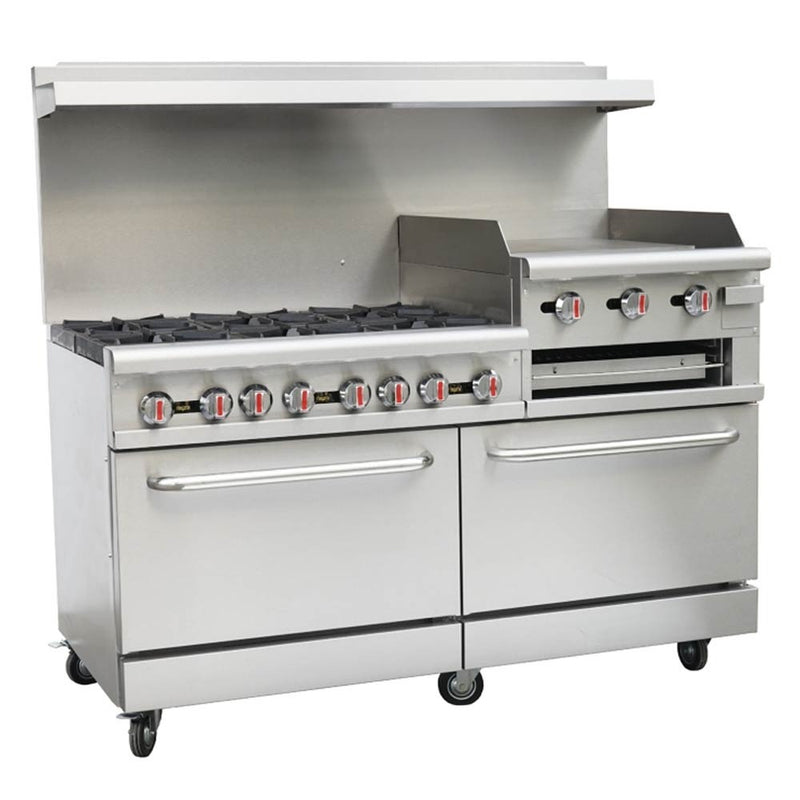 CR60-24RG-NG 60" 6 Burner Natural Gas Range with 2 Ovens with 24" Raised Griddle and Broiler - 278,000 BTU