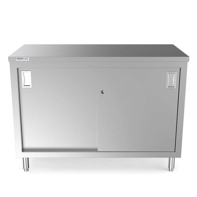 PC-Series Stainless Steel Enclosed Base Worktable with Sliding Doors with Adjustable Shelf