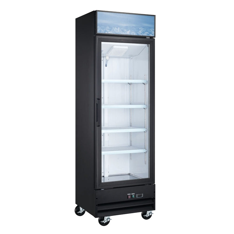 D12-B 27” Single Glass Swing Door Merchandiser Freezer - Black