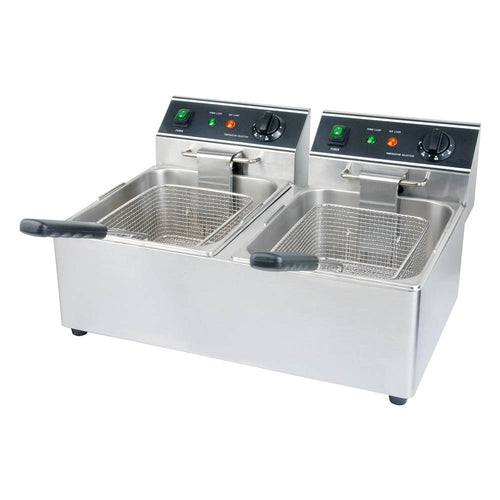 DF15-2-220 22" Dual Tank 30 lb. Electric Countertop Fryer - 220v